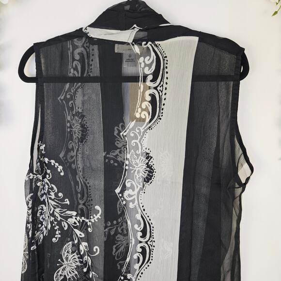 Coldwater Creek Butterfly Sheer Scarf Black White Vest One Size Fall NWT $49.95 - Picture 10 of 15